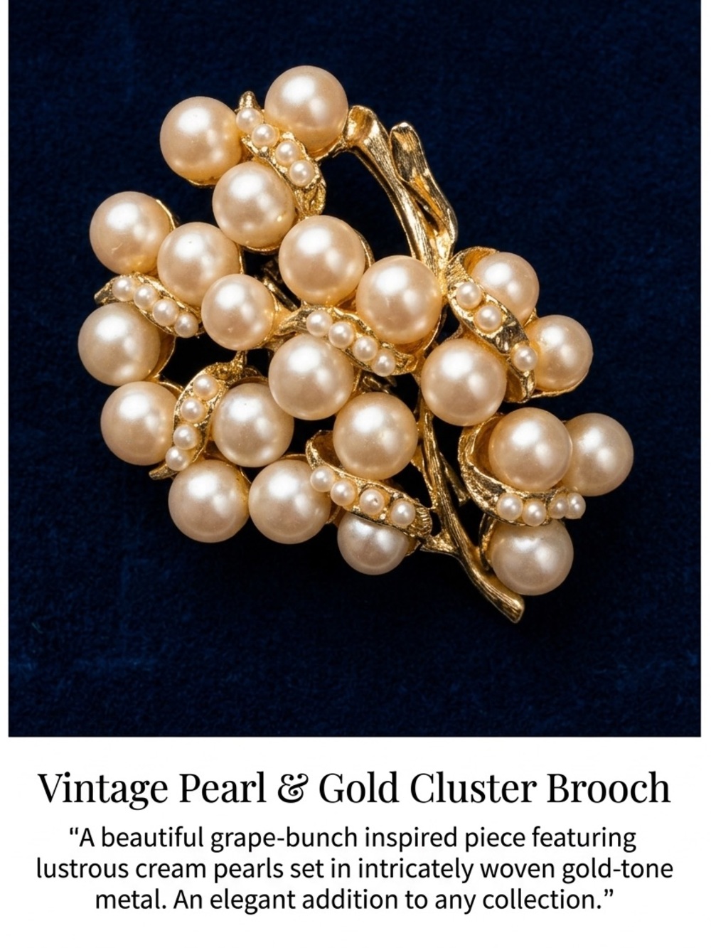 Pearl Gold and Cream Brooch - Picture 2 of 7